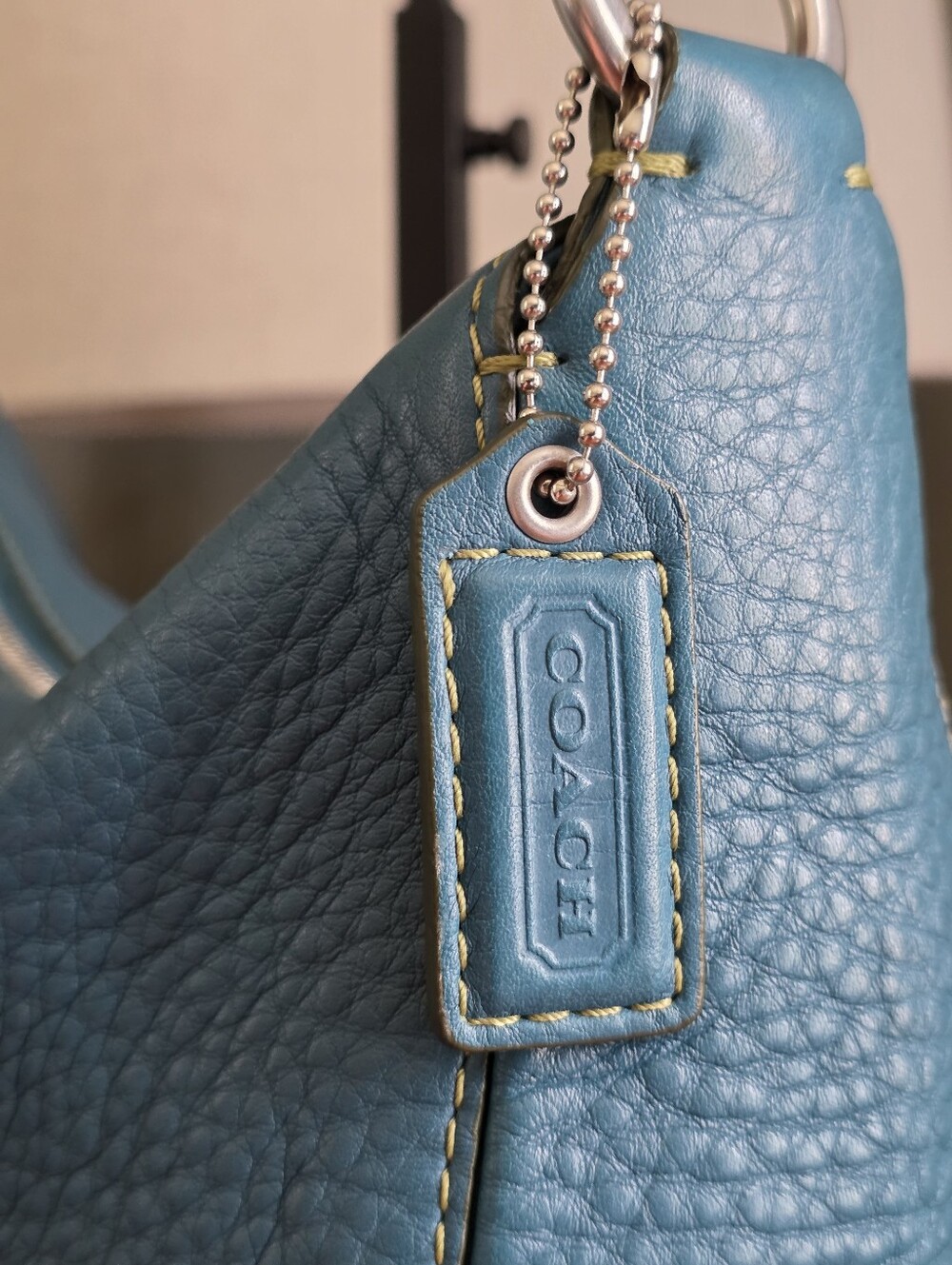 Coach 8E98 Chelsea Hobo Deep Teal Blue Pebbled Leather Shoulder Bag Y2K Vintage - Picture 5 of 16